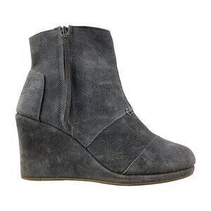 Toms Women's Size 8.5 Desert Wedge Dark Grey Suede Heeled Ankle Booties Boot